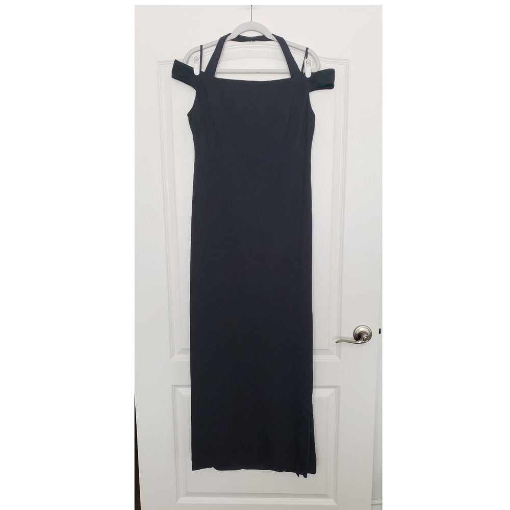 Lauren Ralph Lauren Off Shoulder Halter Stretch Column Gown Size‎ 16 Black-tie